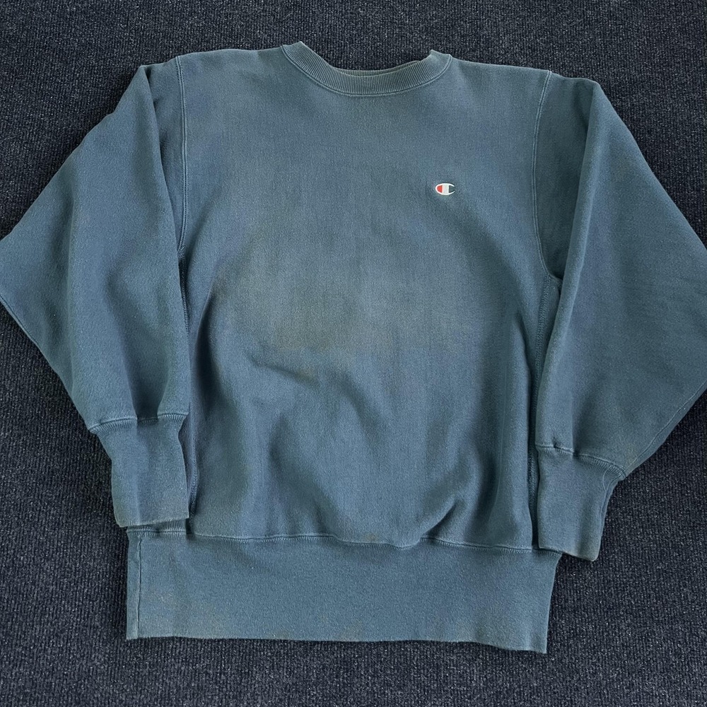 Vintage Champion Reverse Weave Sweatshirt Mens Large Blue Fleece Made USA